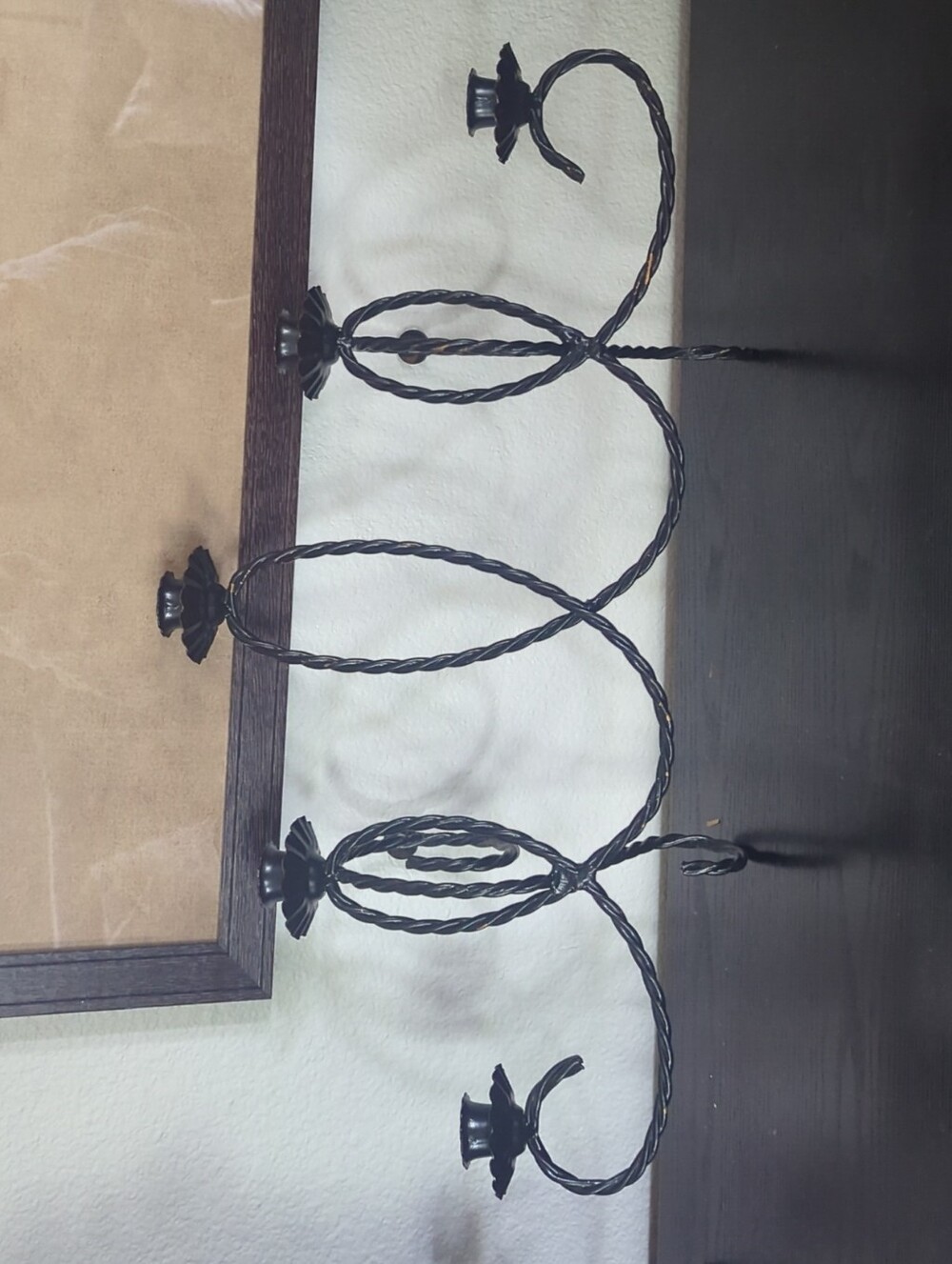 Vintage Black Twisted Metal Wall Candle Sconce Rack - Home Wall Decor